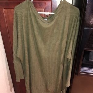 Olive long sleeve knit dress/tunic.